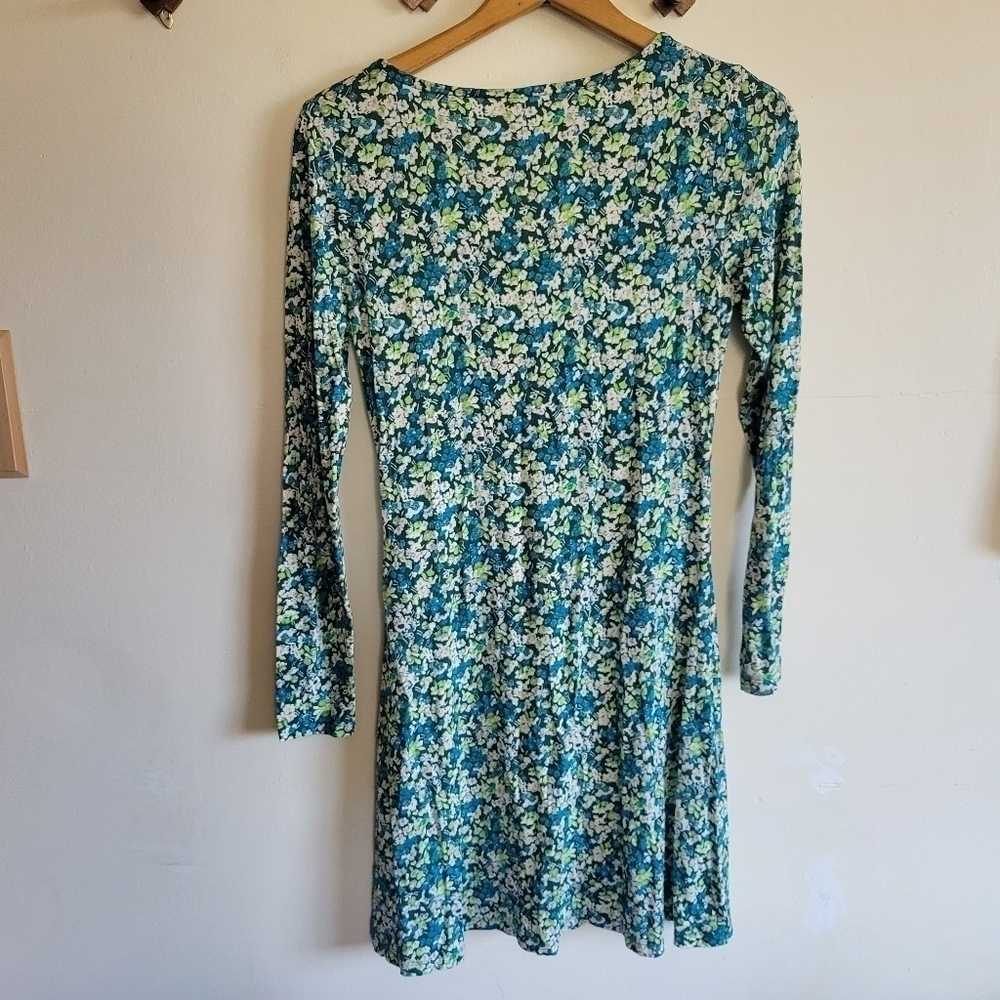 BP. Mini Dress Floral Blue Green Lightweight Long Sleeve Small S - Picture 4 of 9